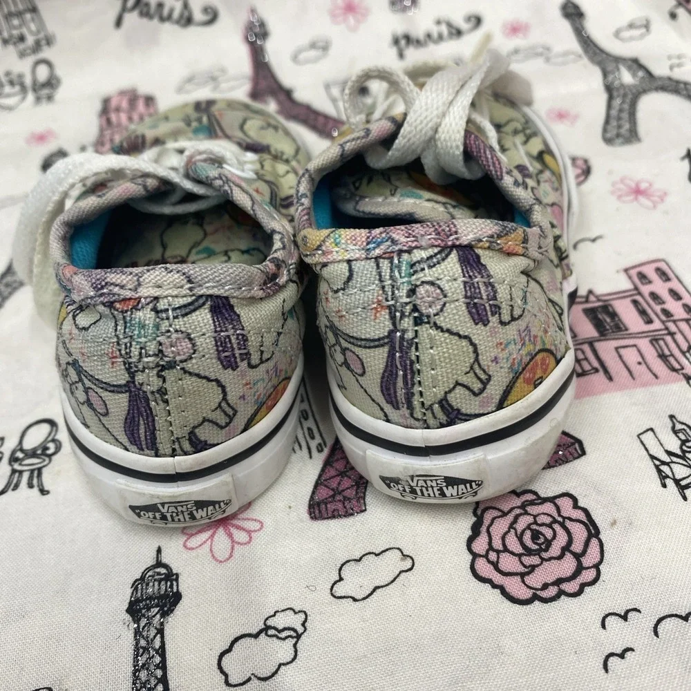 Vans Llama Party Canvas Sneakers White Lace Up Low Top Shoes Toddler Size 4